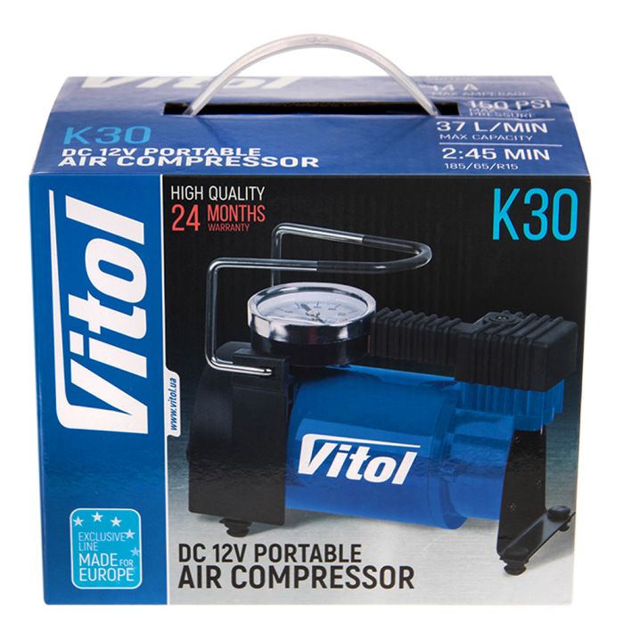 Компресор "ViTOL" K-30 150psi/14Amp/37л/прикурювач