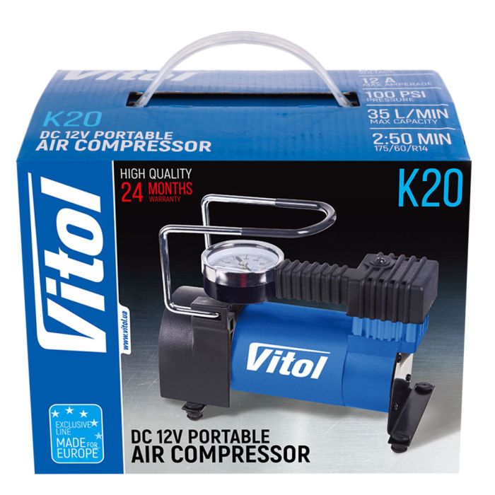 Компресор "ViTOL" K-20 100psi/12Amp/35л/прикурювач